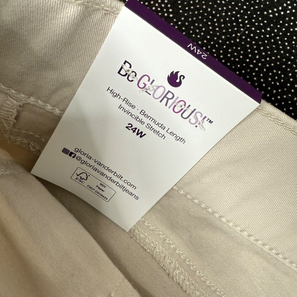 Gloria Vanderbilt Shape Effect High-Rise Bermuda Shorts 24W Beige Cotton Blend W - Picture 10 of 12